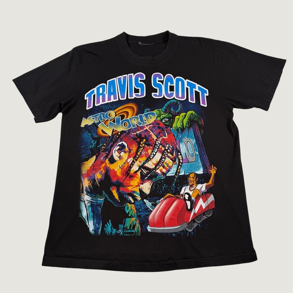 Travis Scott Astroworld Tour Graphic T-Shirt Mens Black Single Stitch Tee